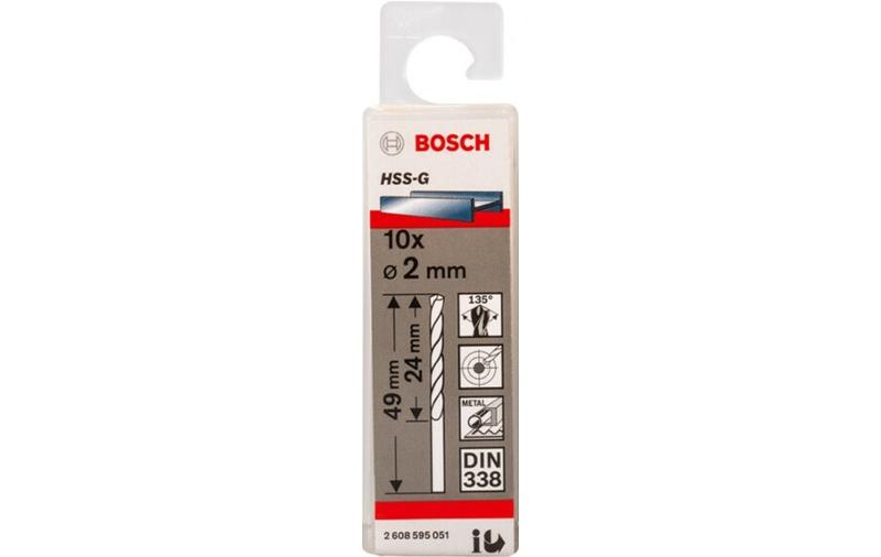 Набір свердел Bosch HSS-G 2мм (2608595051) 10 шт