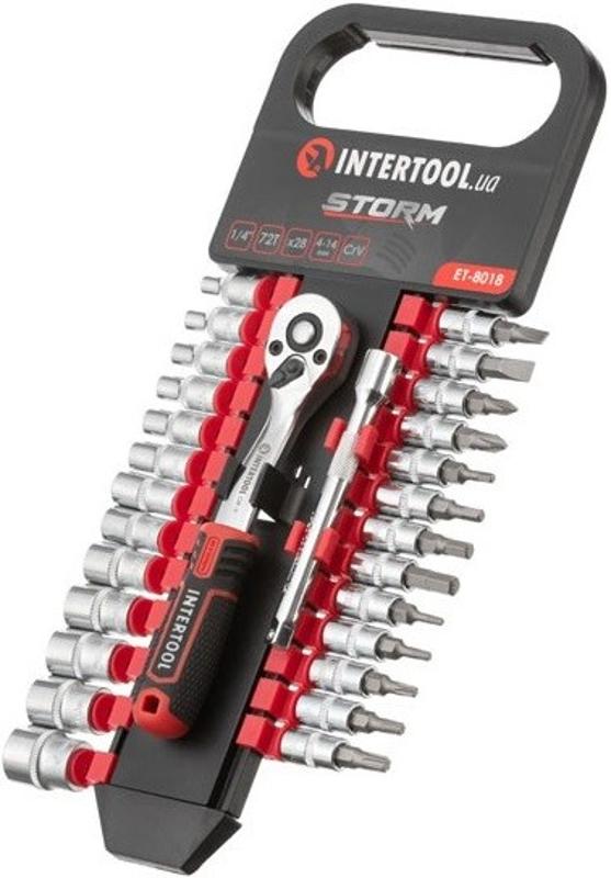 Набір головок Intertool STORM TORX PH HEX FD 1/4 "4х14 мм 28 од. Cr-V (ET-8018)